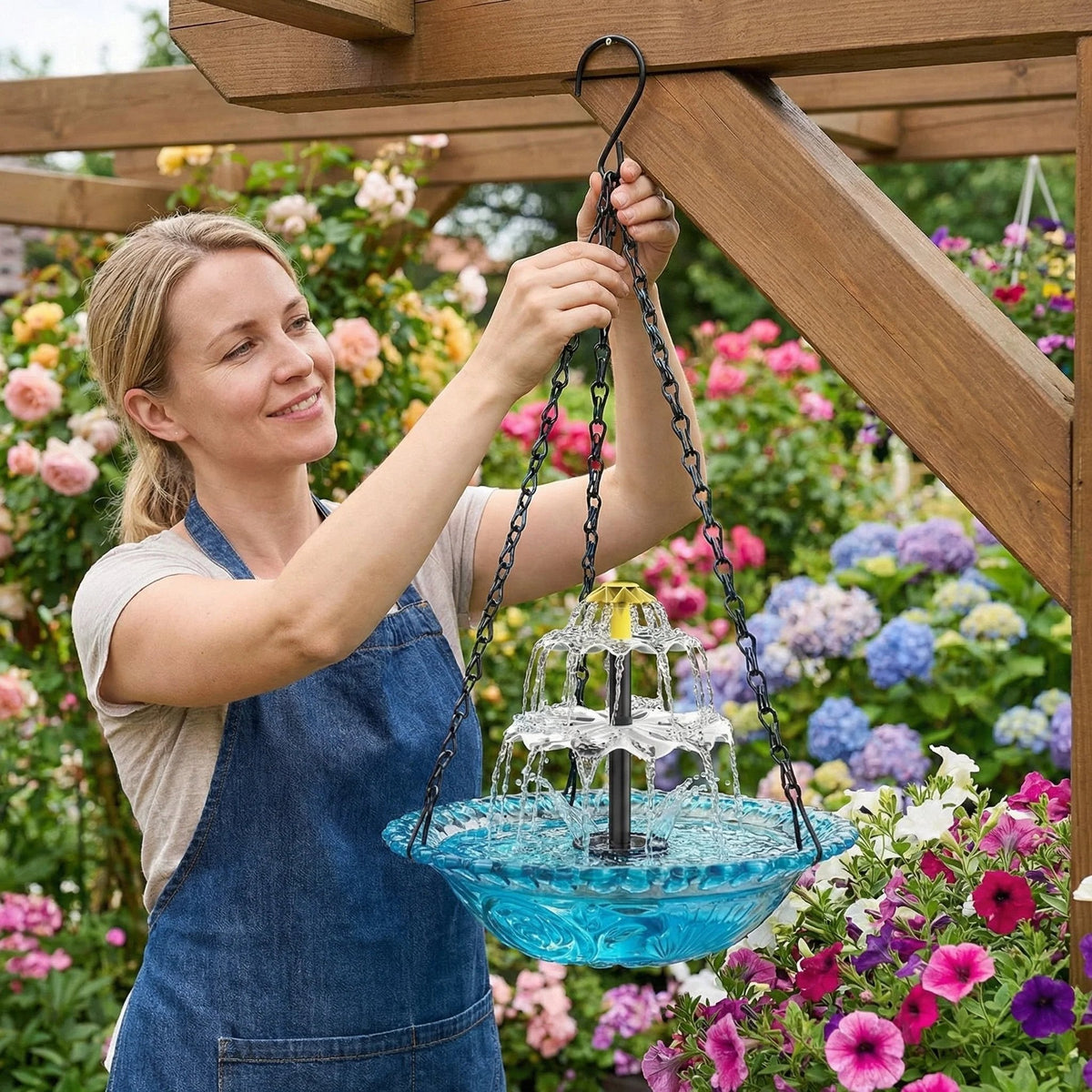 Spring Promotion--Solar Powered Hanging Bird Bath Fountain