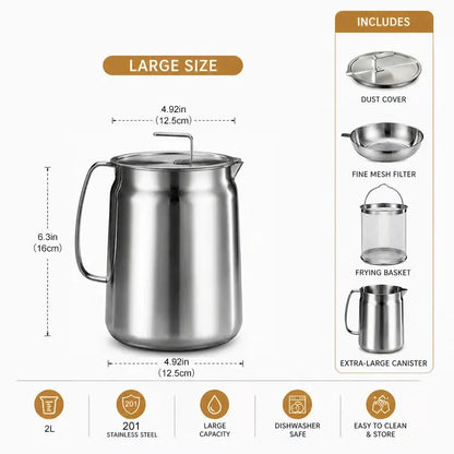 Hot Sale 50% OFF | Stainless Steel Deep Fryer Pot | Fry, Strain & Store Oil with Ease