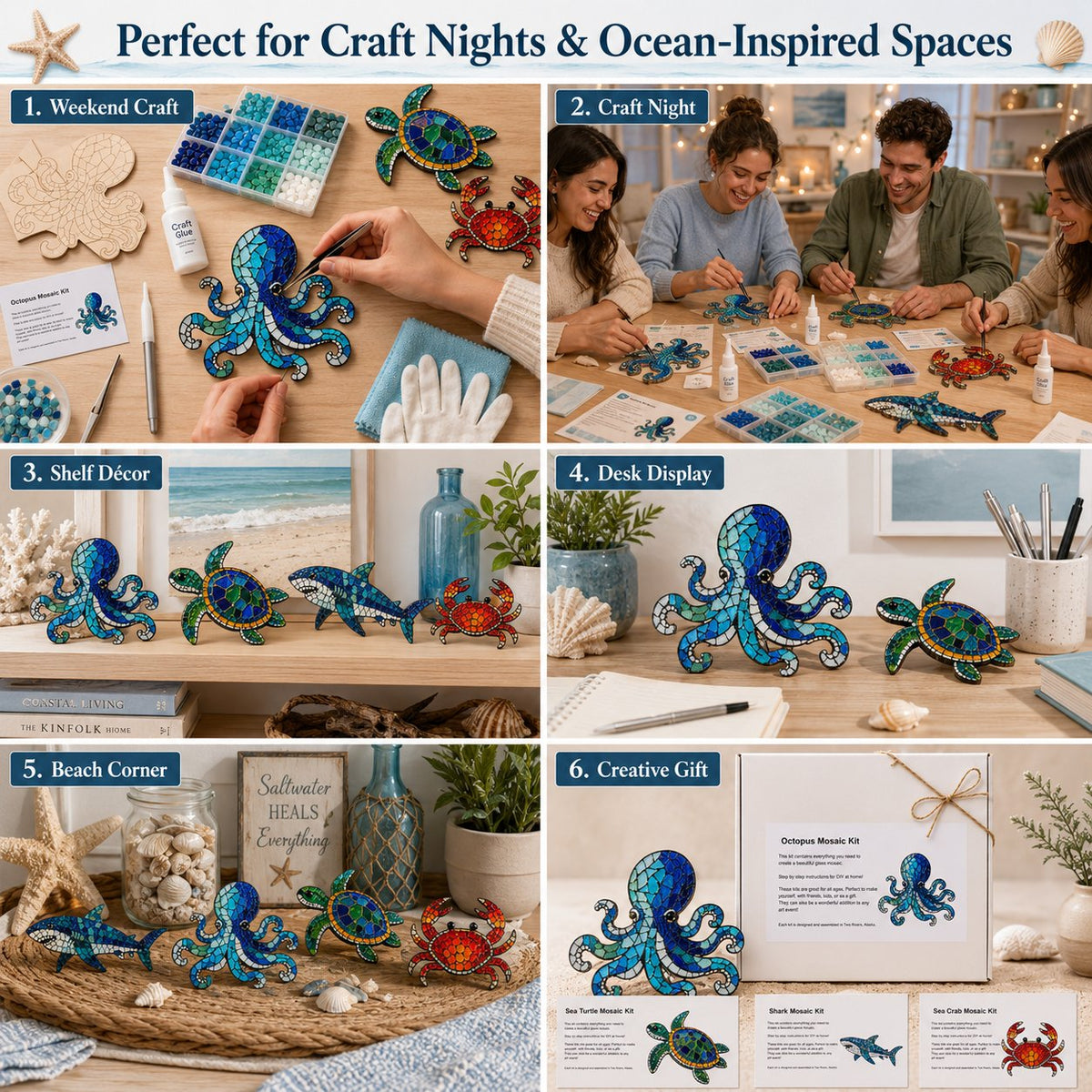 LAST DAY 59% OFF – Octopus Mosaic Kit | Beginner-Friendly DIY Glass Craft with Step-by-Step Instructions