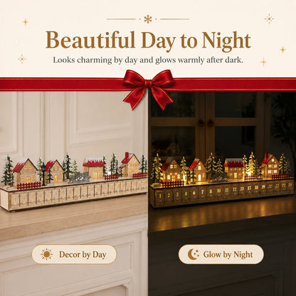 Christmas Magic Lighted Wooden Christmas Advent Calendar 24 Drawers for Festive Holiday Countdown