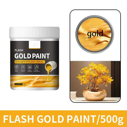 49% OFF Today | Water-Based Flash Gold Paint Metallic Shine for Canvas, Wood & Ceramic