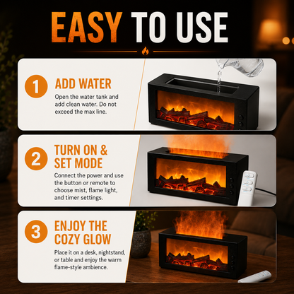 Dance with Flames. Sleep in Serenity— Fireplace Flame Humidifier