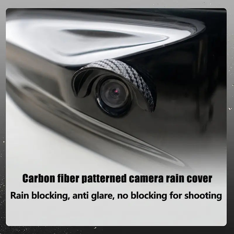 2PCS Car Reverse Camera Rain Cover, Anti‑Fog Waterproof Protection Hood, Carbon Fiber Texture