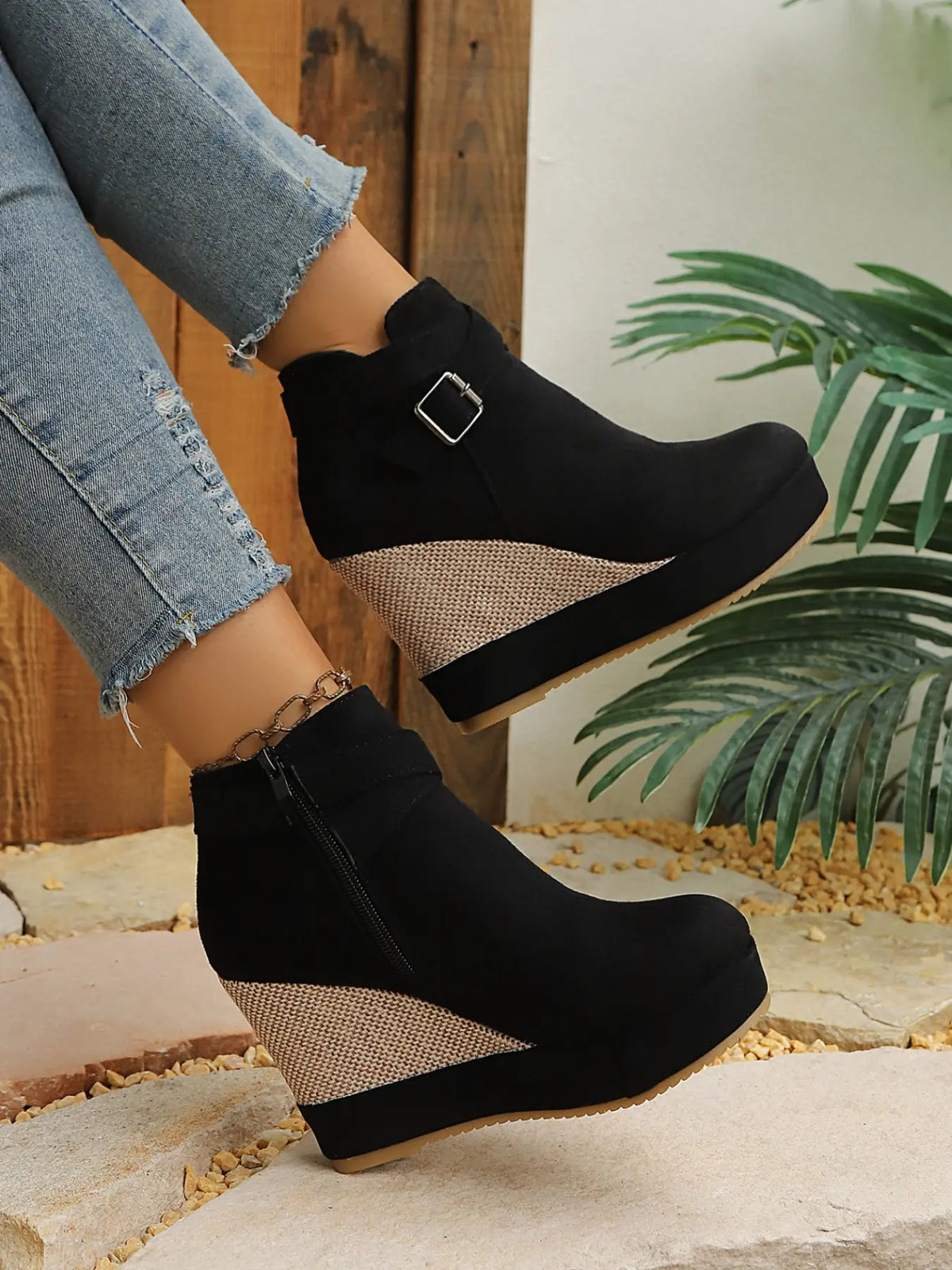 Women's Ankle Boots – Chunky Sole, Wedge, Zip
