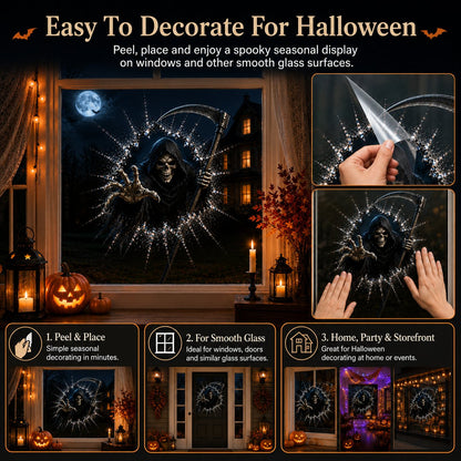 2026 Halloween Window Decals – 3D Crack Glass Spooky Decorations for a Haunted Halloween Scene
