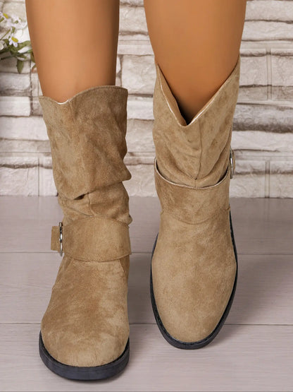 Women's Boho Punk Ankle Boots – Round Toe, Chunky Sole