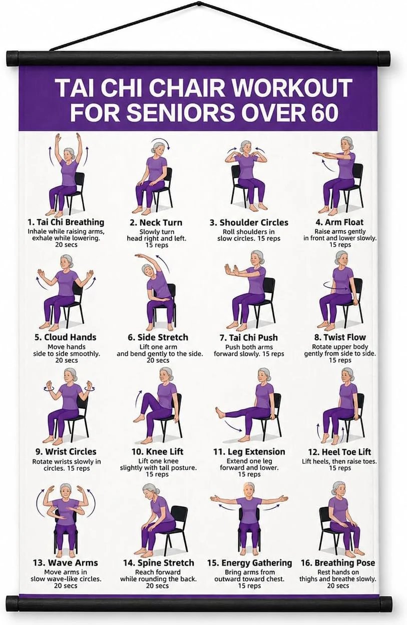 Healthy Aging EssentialTai Chi Chair Workout Chart for Seniors