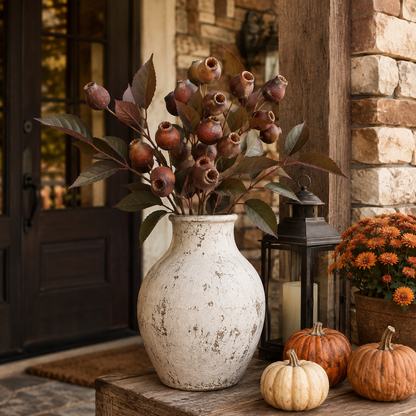 Rustic Artificial Seed Pod Bouquet – 3 Decorative Stems for Cozy Home Decor