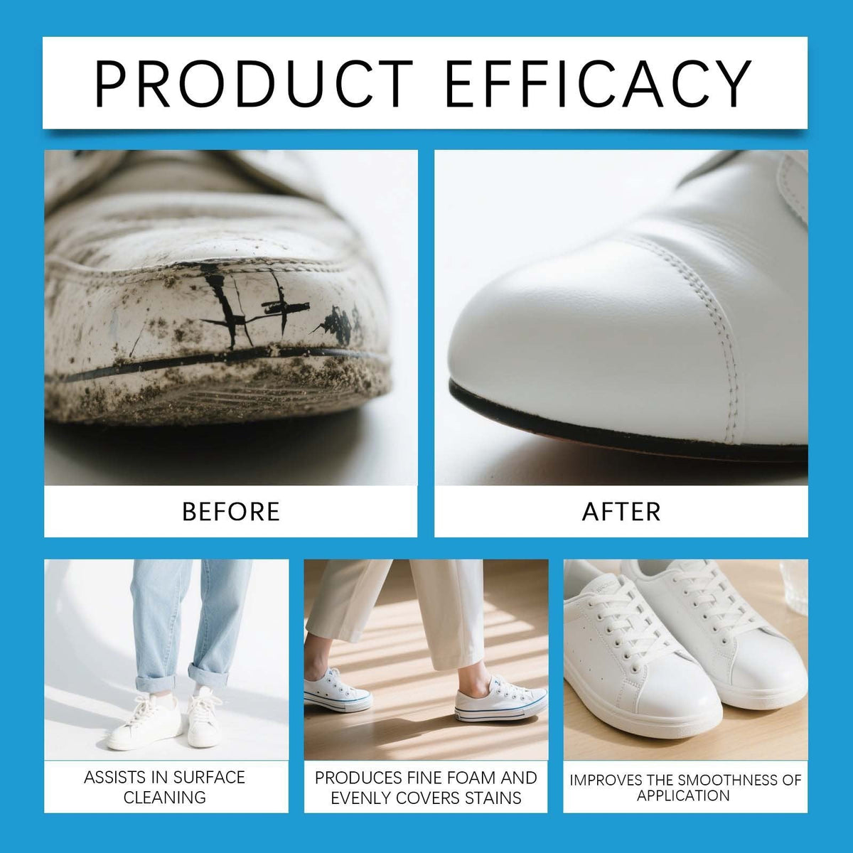 White Shoe Cleaner Cream | Multipurpose No-Wash Solid Comes with Sponge