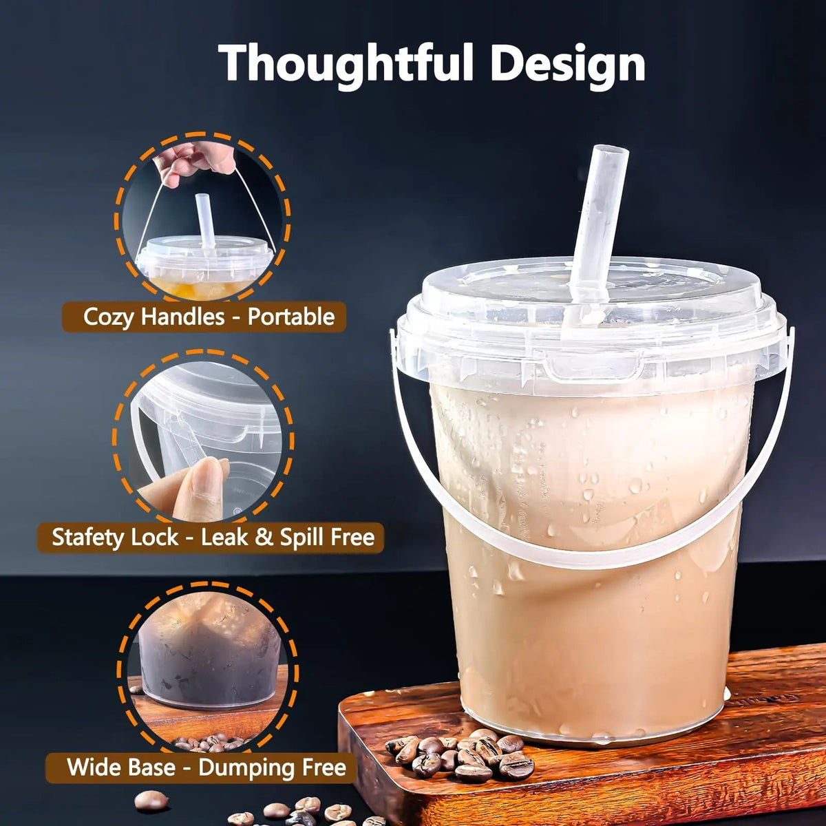 Mega 33.81oz 5 PCS-ounce stackable party cups