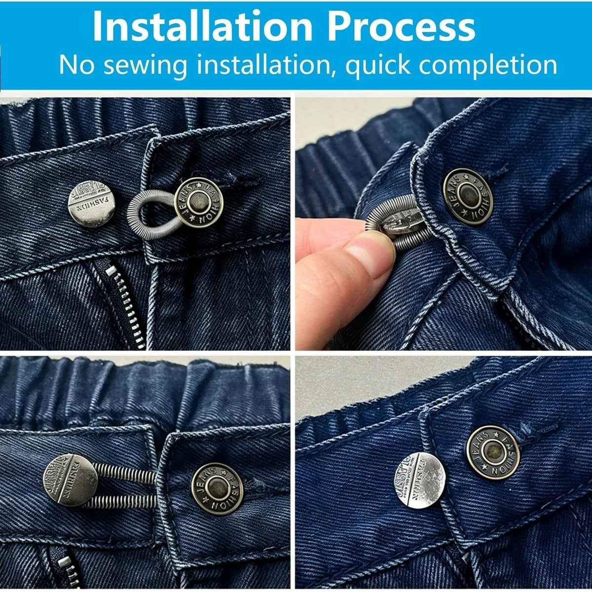 8-Piece Metal Button Extenders for Jeans & Pants