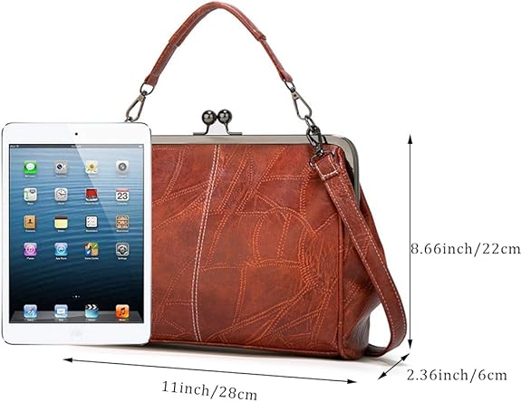 2026 New Elegant Waterproof Women’s Leather Kiss-Lock Tote Handbag