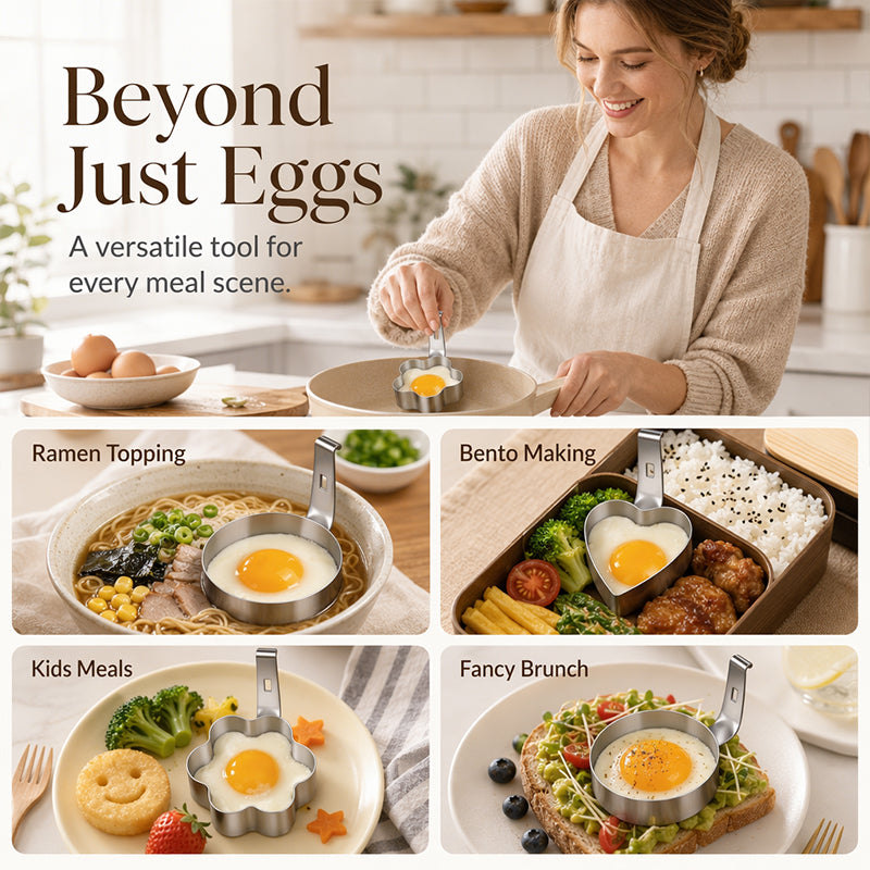304 Stainless Steel Egg Ring Mold – Fun Shapes, Leak-Resistant Flat Base & Easy-Release