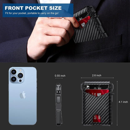 70K+ SOLD!-Wallet for Men - with Pop Up Aluminum Case Money Clip Slim Leather Slots Credit Card Holder RFID Blocking Bifold Minimalist Wallet