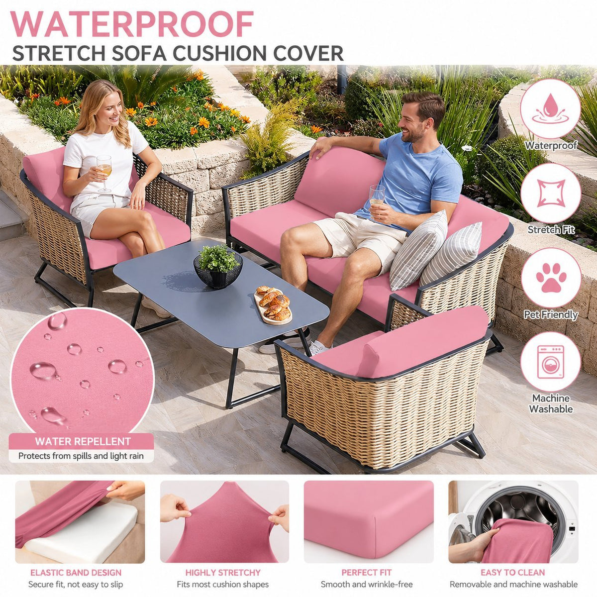 Stretch Sofa Cushion Covers — Only $9.99 Per Cover