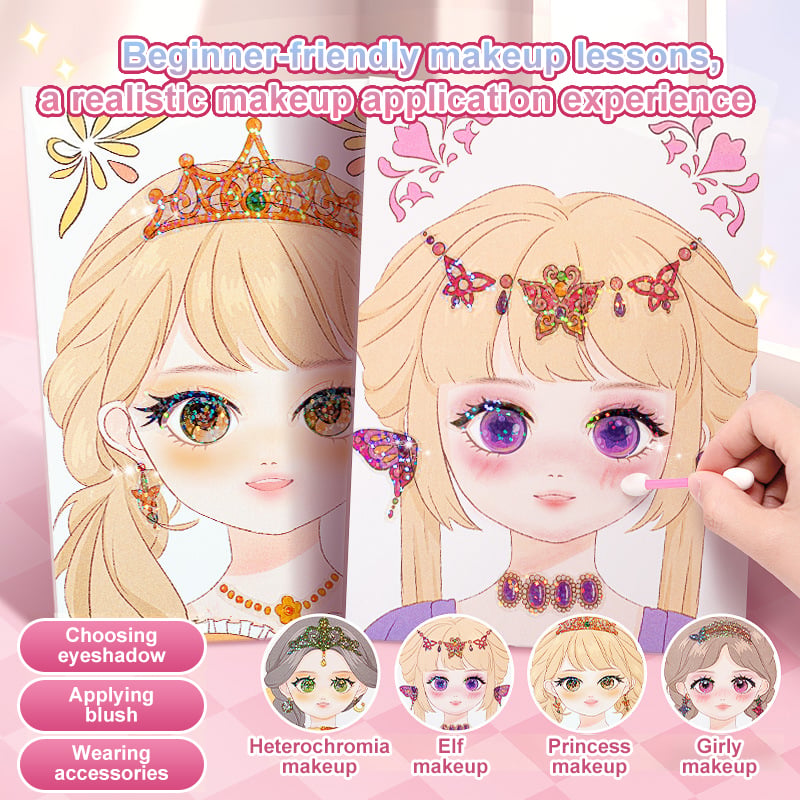 Special Diamond Painting & Princess Book Makeup Craft Kits Foil Art Books Set Play on Paper
