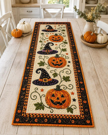 Rustic Quilted Autumn Table Runner – Cozy Harvest Table Decor