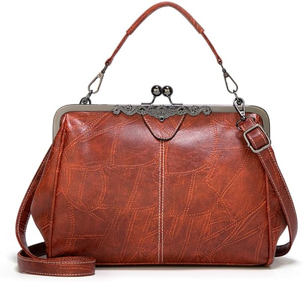 2026 New Elegant Waterproof Women’s Leather Kiss-Lock Tote Handbag