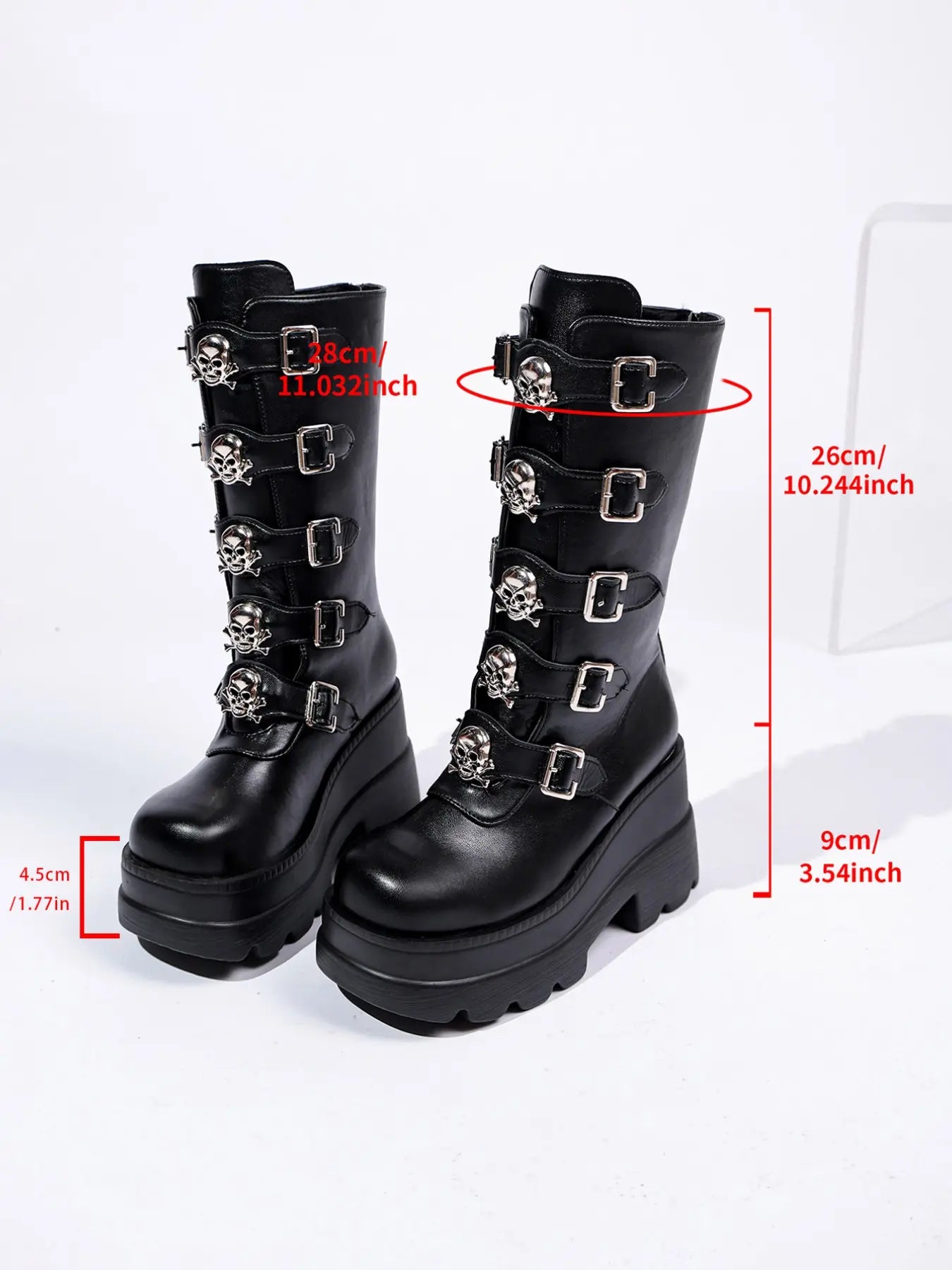 Women's Gothic Mid-Calf Boots – Platform, Chunky Sole