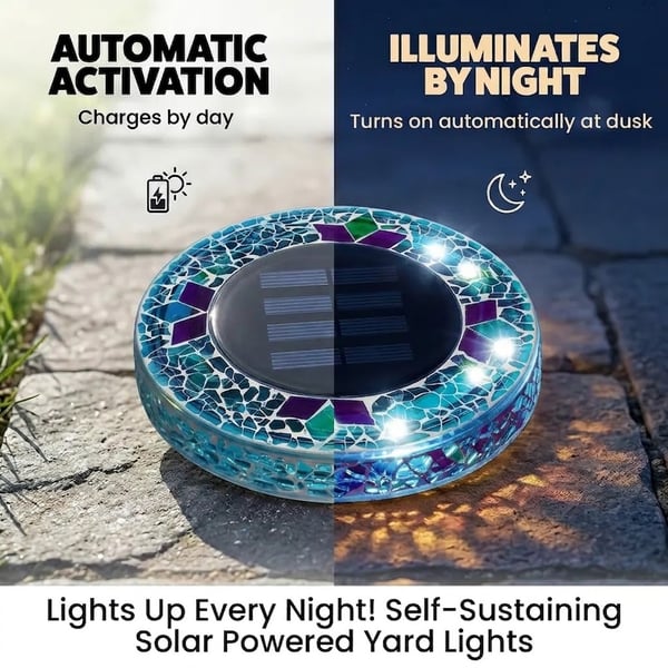 50% OFF !!! Solar Disk Lights – Handcrafted Mosaic Outdoor LED Waterproof Light