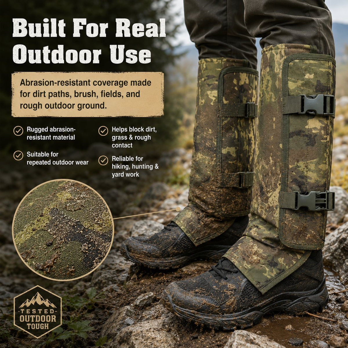 Snake-Resistant Outdoor Leg Gaiters