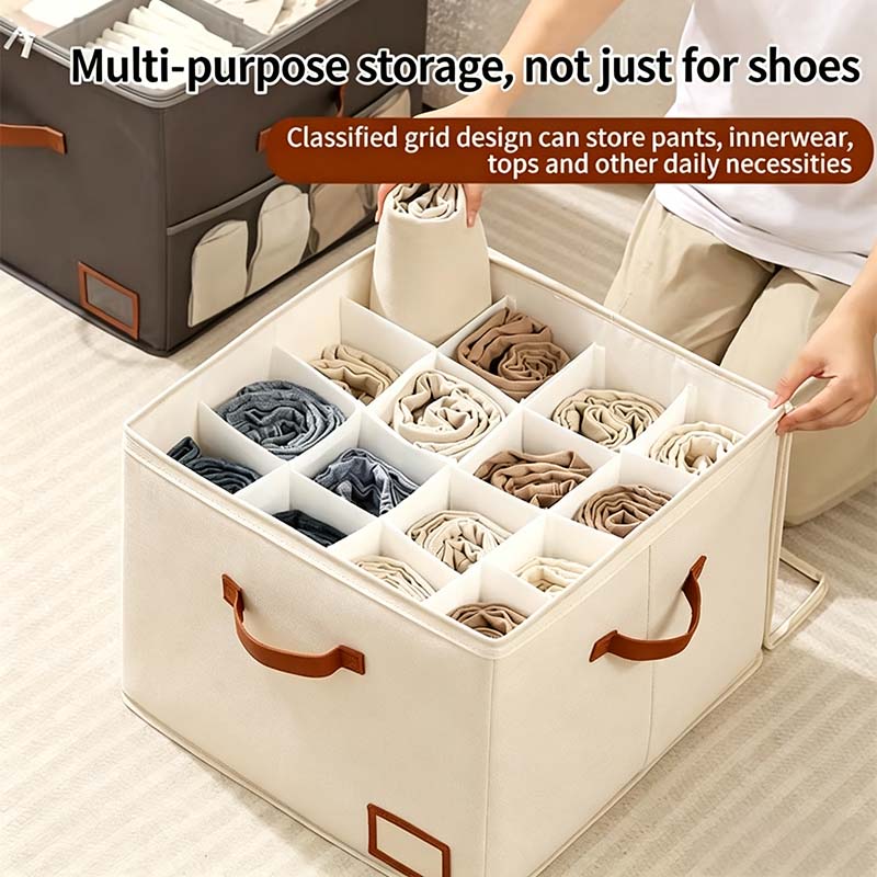 Foldable Shoe Organizer for Closet with Clear Cover