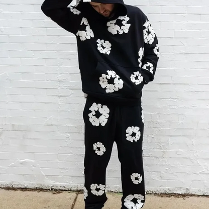 Caleb Hooded Set and Wide Flower Pants