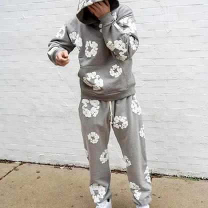 Caleb Hooded Set and Wide Flower Pants