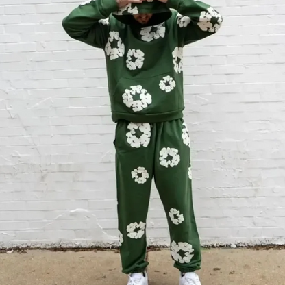 Caleb Hooded Set and Wide Flower Pants