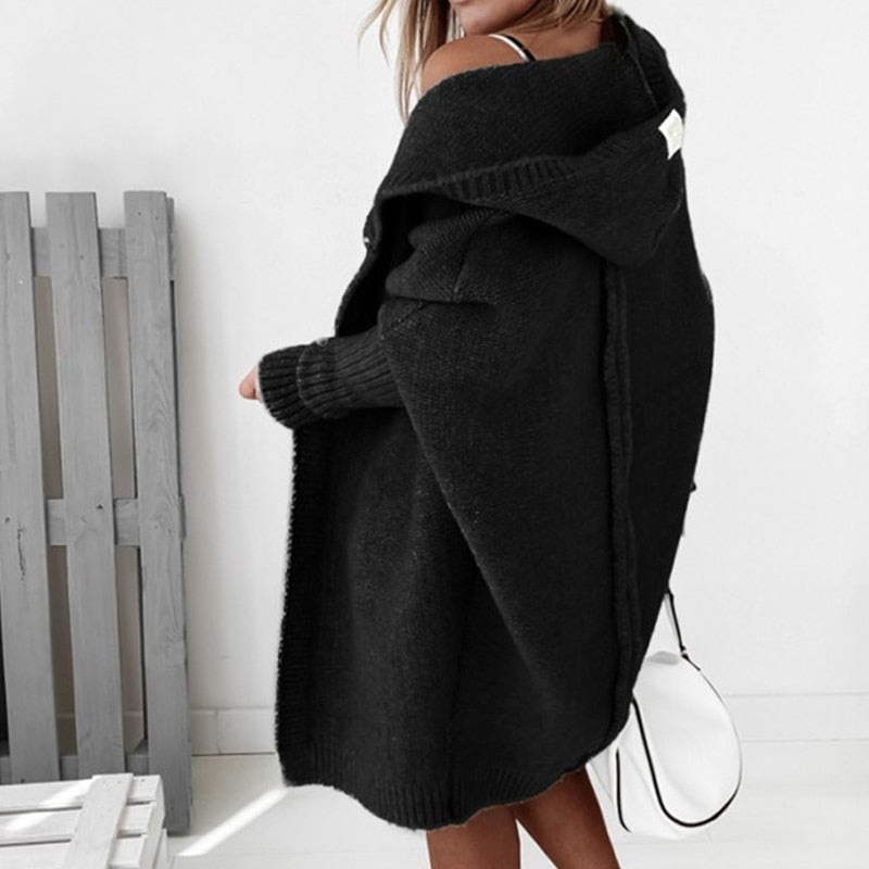 Women's Cozy Hooded Knit Cardigan