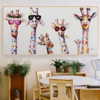 Cartoon Giraffes - Canvas Wall Art Painting