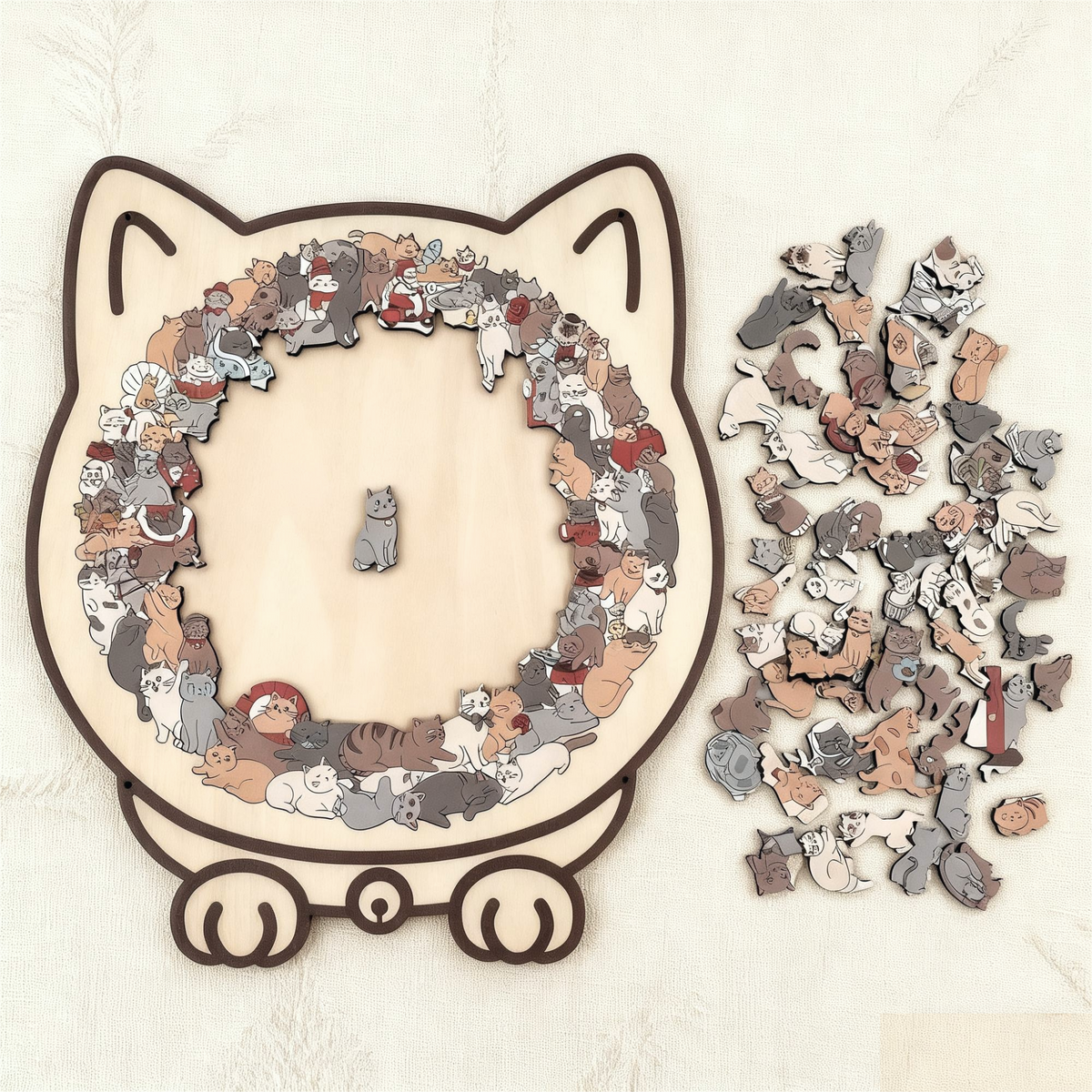 Feline Friends Wooden Puzzle - 135 Pieces of Calm & Creativity