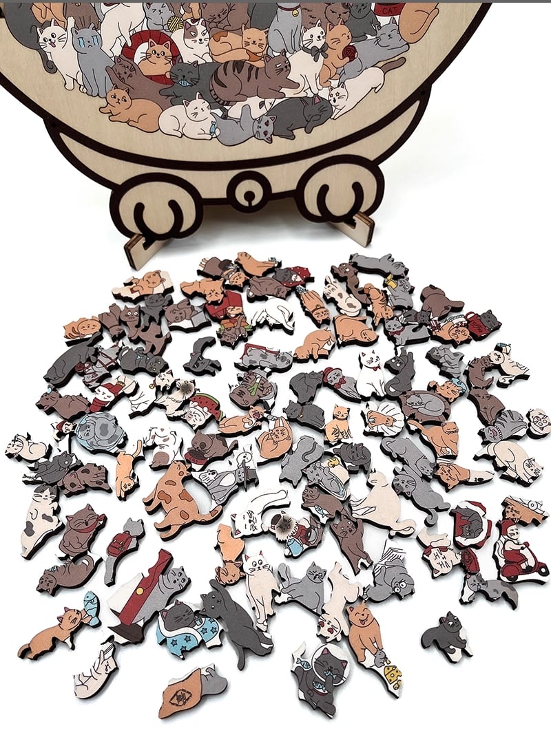 Feline Friends Wooden Puzzle - 135 Pieces of Calm & Creativity