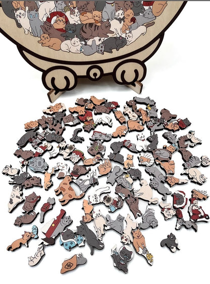 Feline Friends Wooden Puzzle - 135 Pieces of Calm & Creativity