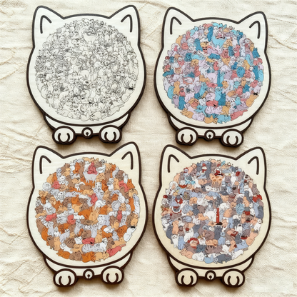 Feline Friends Wooden Puzzle - 135 Pieces of Calm & Creativity