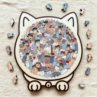 Feline Friends Wooden Puzzle - 135 Pieces of Calm & Creativity