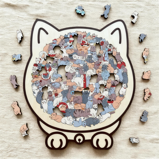 Feline Friends Wooden Puzzle - 135 Pieces of Calm & Creativity