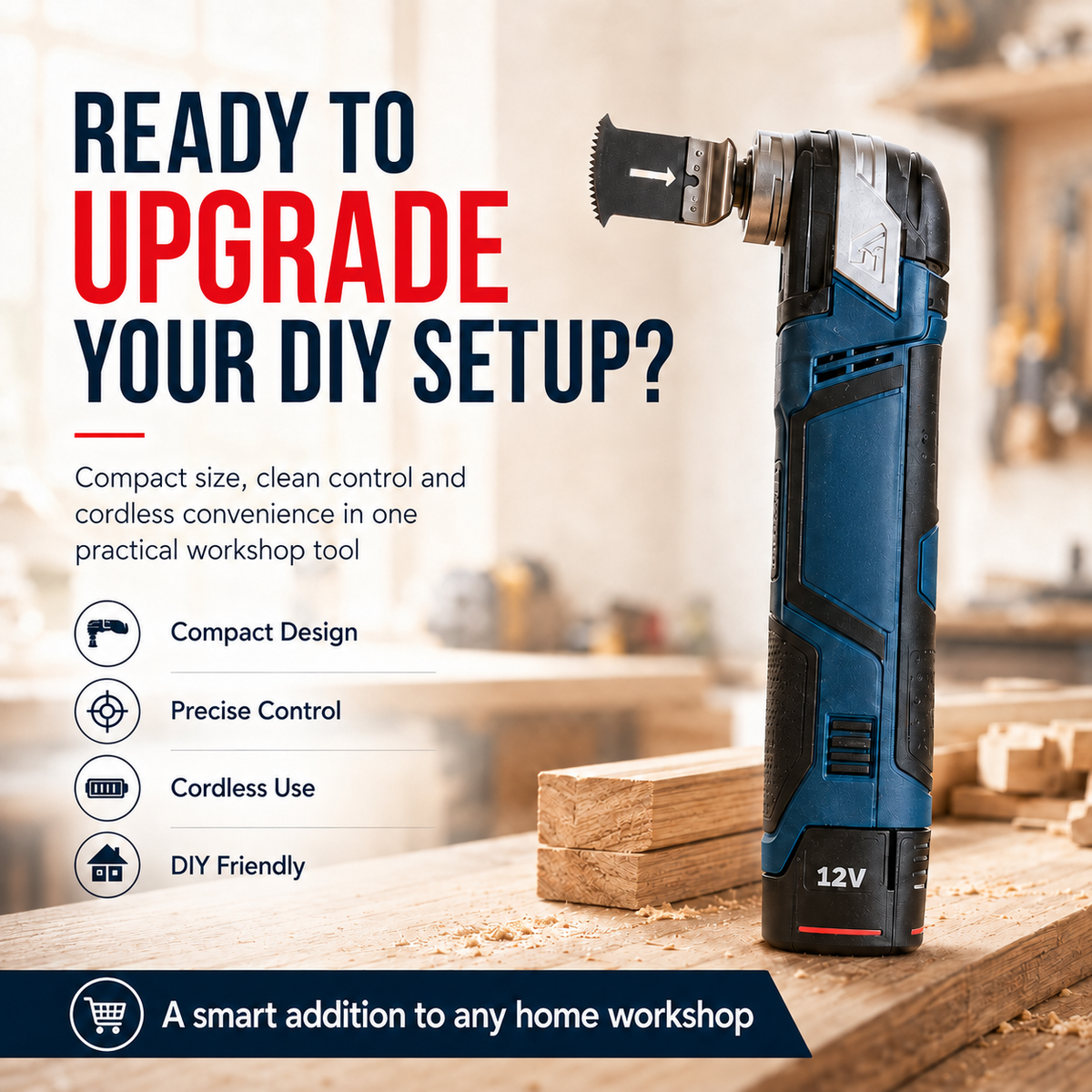 12V Cordless Precision Cutter – Compact Multi-Function DIY Detail & Plunge Cutting Tool