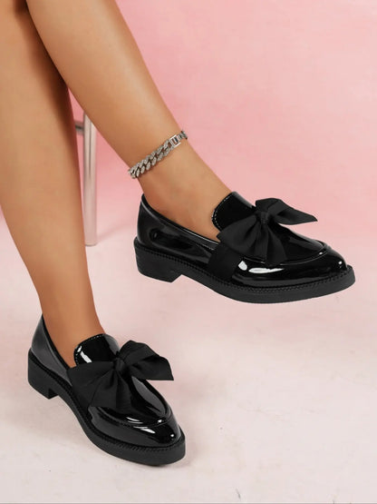 Women's Heeled Mules – Round Toe, Bow
