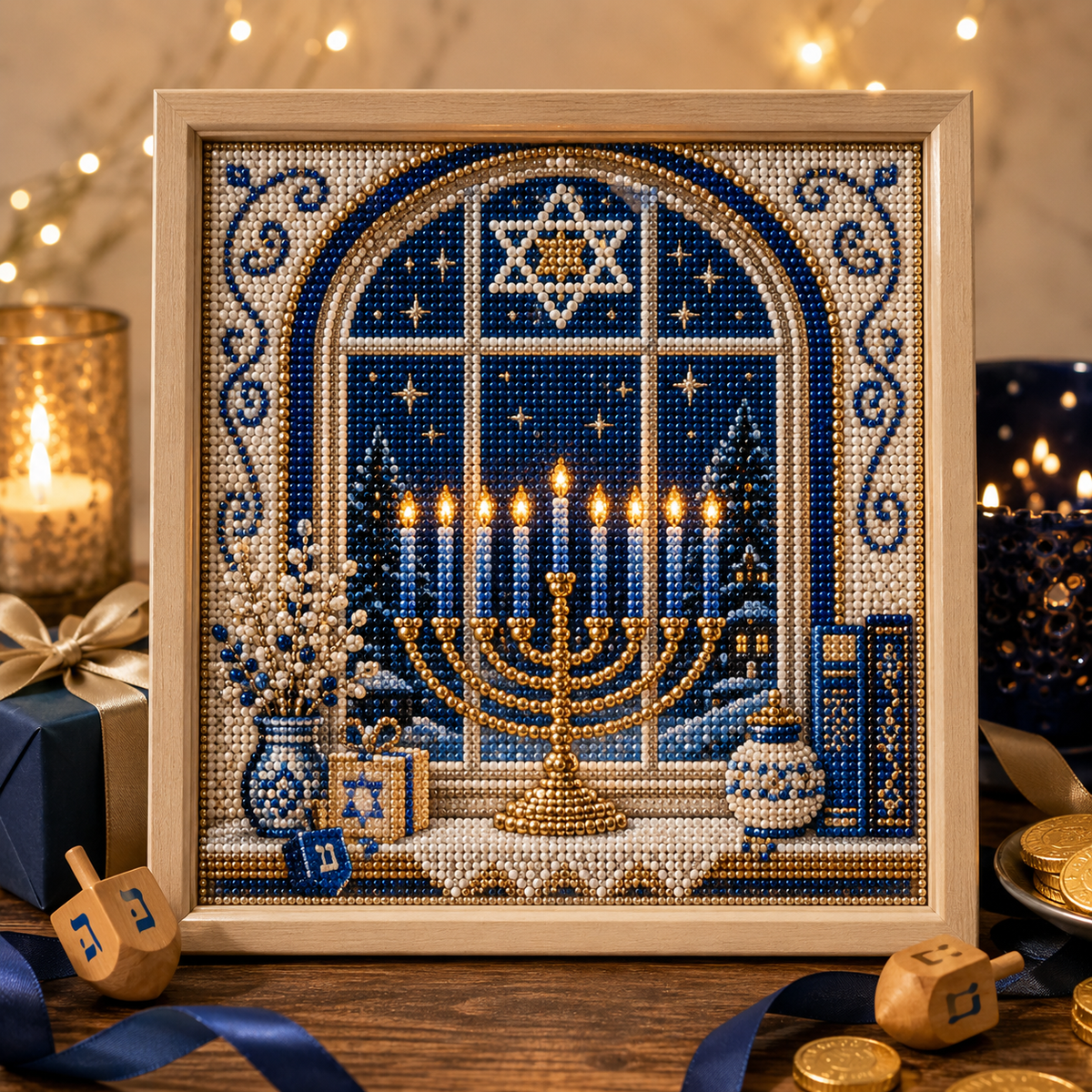 DIY Hanukkah Pearl Art Kit | 8 Festive Designs