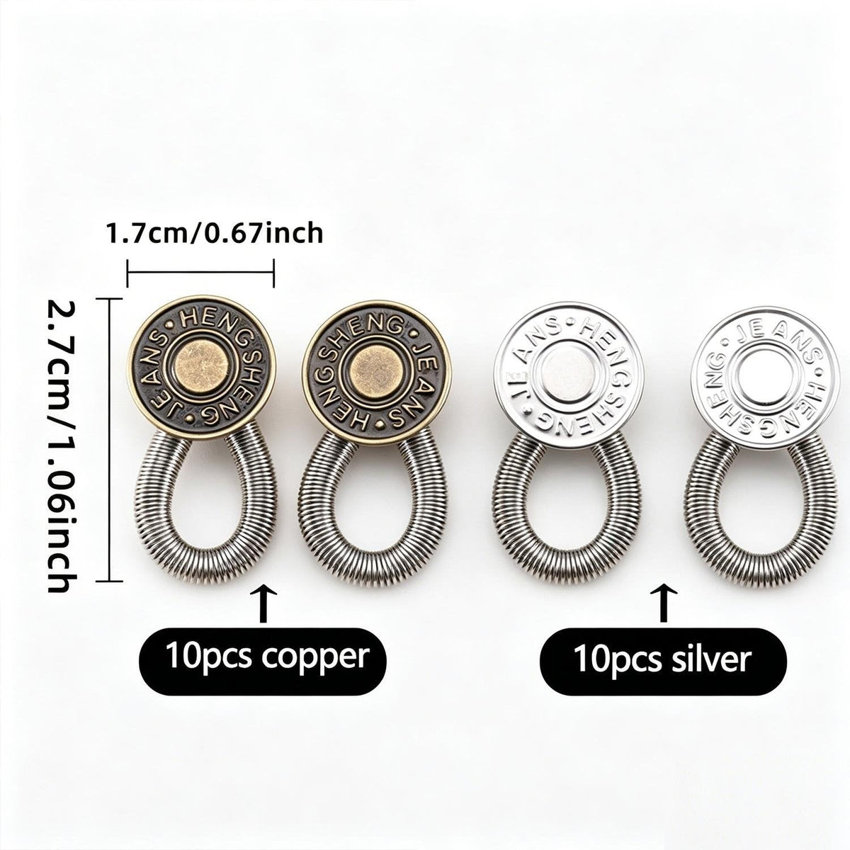 8-Piece Metal Button Extenders for Jeans & Pants