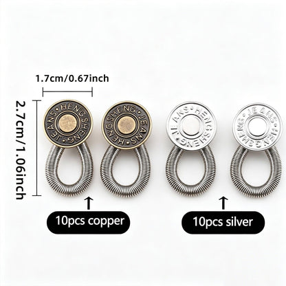 8-Piece Metal Button Extenders for Jeans & Pants