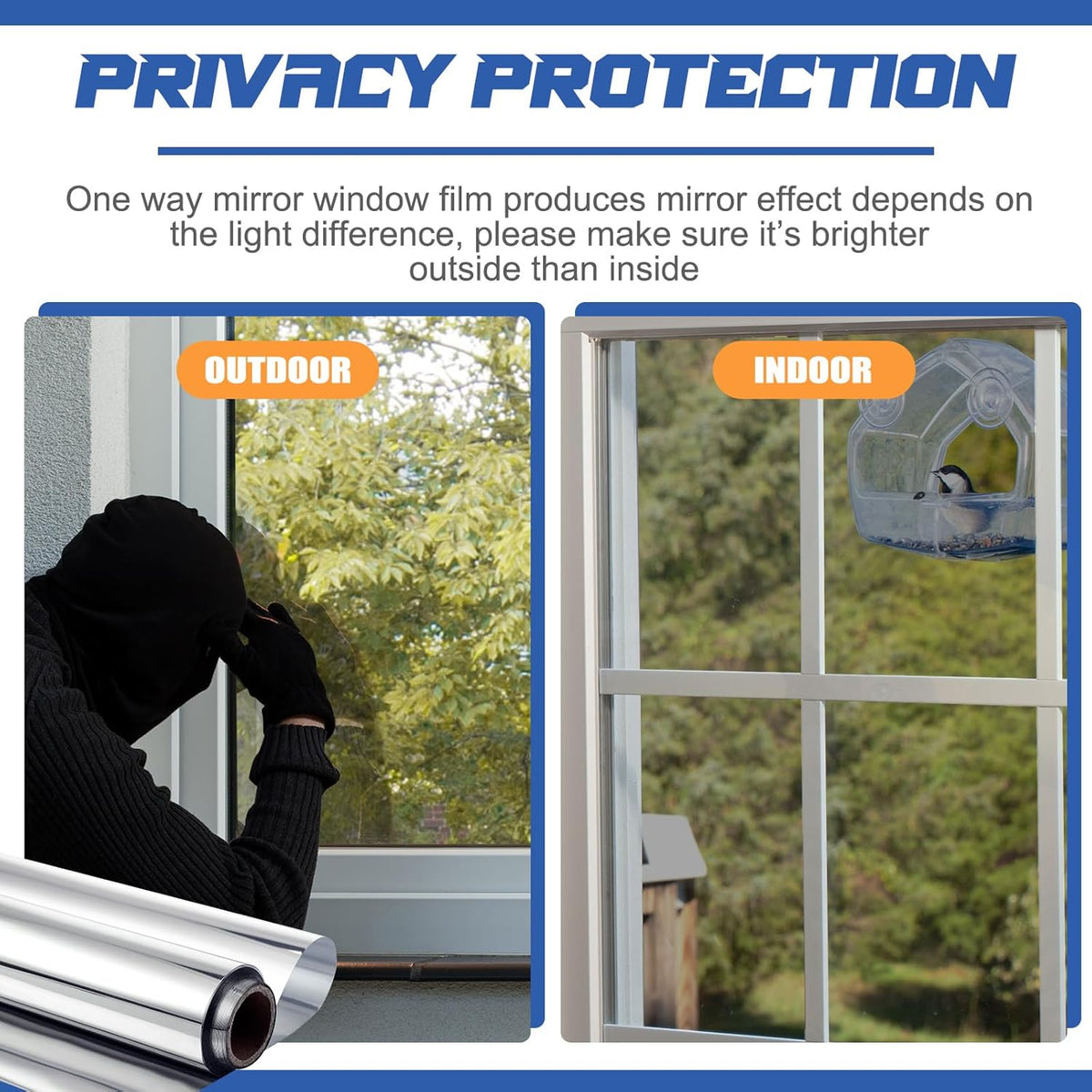 Over 50% OFF NOW One-Way Mirror Window Film for Daytime Privacy, UV Protection