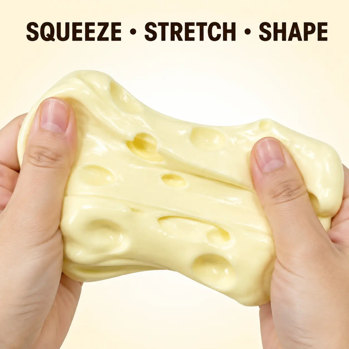 Cheese Cube Squishy Toy, Soft Moldable Petroleum Jelly-Filled Squeeze Ball
