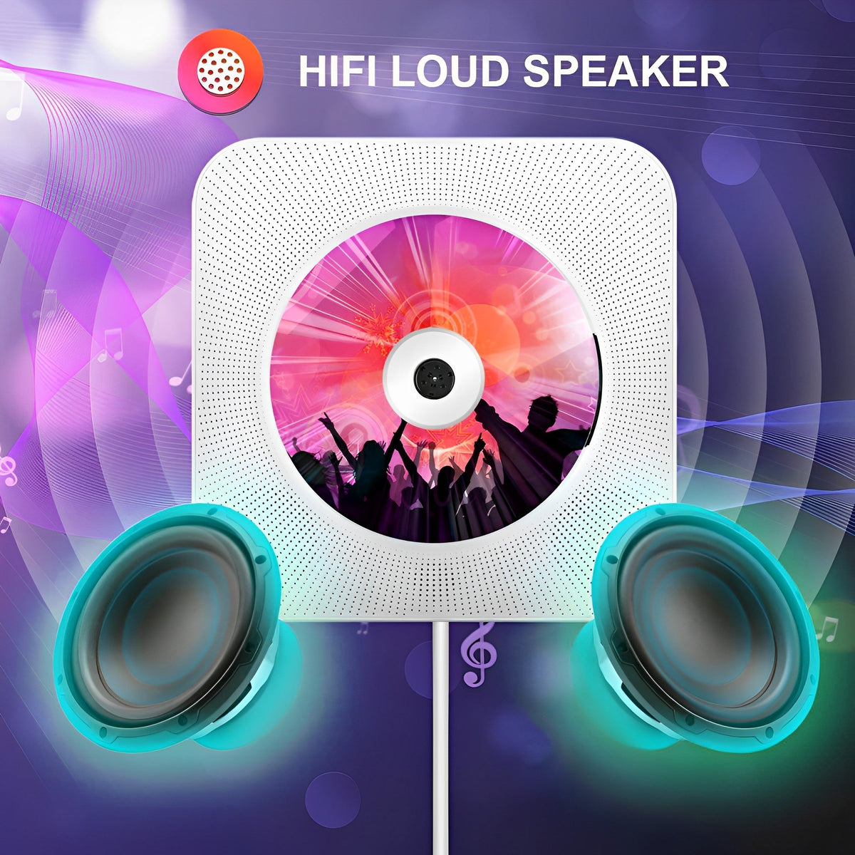 Wall-Mounted CD Player & Bluetooth Speaker System