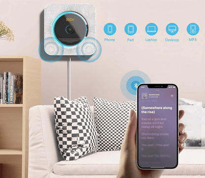 Wall-Mounted CD Player & Bluetooth Speaker System