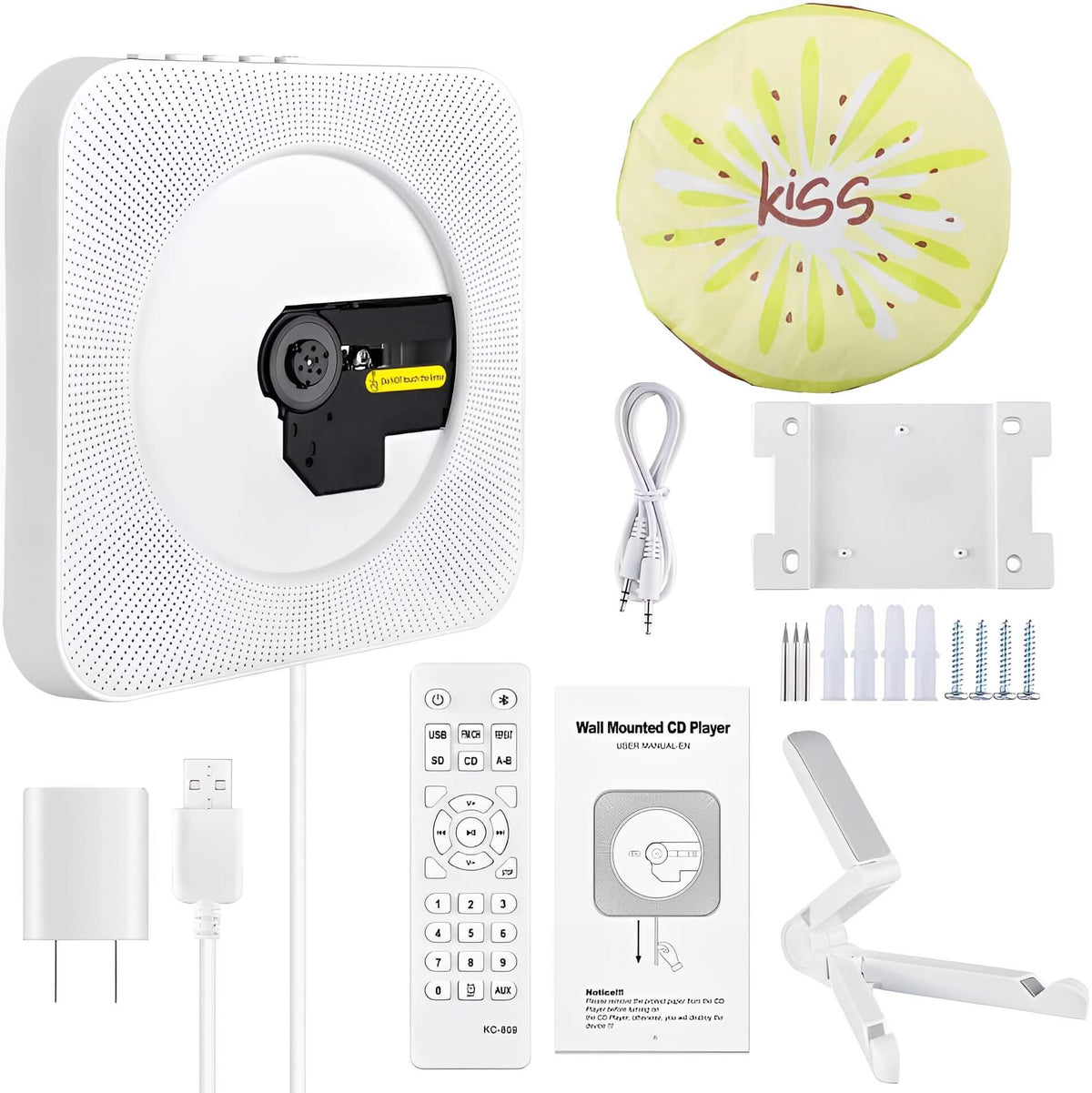 Wall-Mounted CD Player & Bluetooth Speaker System