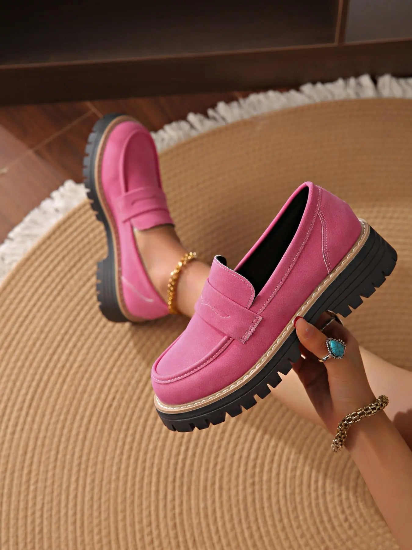 Women's Loafers – Western, Chunky Sole, Slip-On