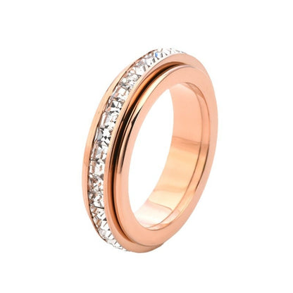 Rotating Crystal Ring, Relieves Anxiety, Symbolizes Vows & Luck, Waterproof & Fade-Resistant