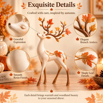 Autumn Leaf Antler Deer Figurine
